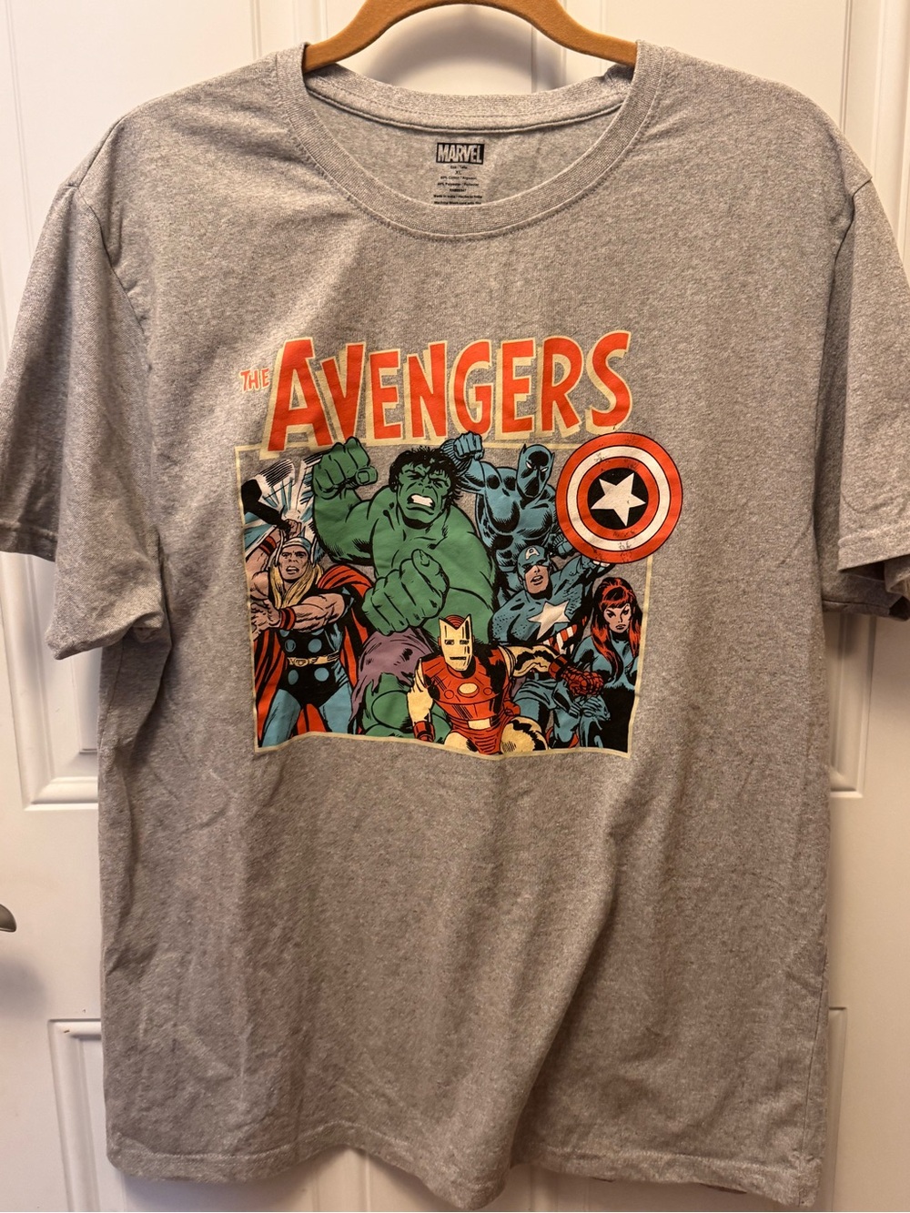 Marvel Avengers Graphic Tee - Gray with Red, Green, Blue Accents